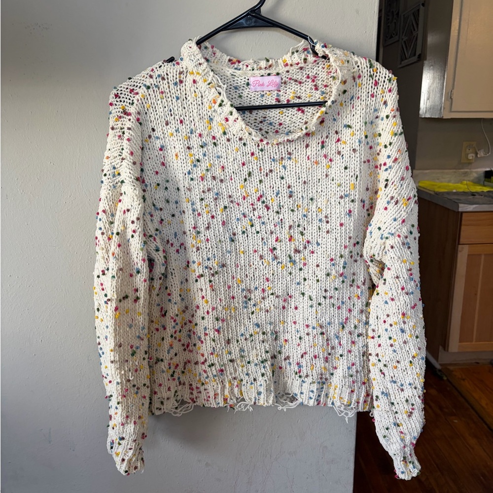 Pink Lily Multicolor Speckled Sweater